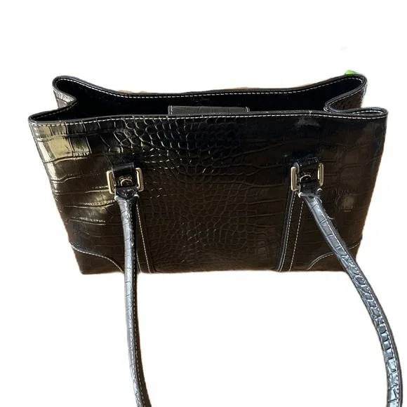 Liz Claiborne Black Vegan Leather Medium Shoulder Bag - Picture 2 of 7